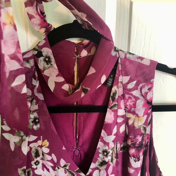 WHBM White House Black Market Purple Floral Sleeveless Dress - Size 2 - Picture 4 of 10